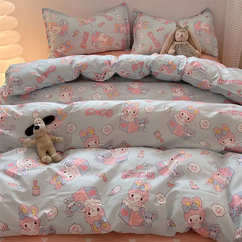

Cartoon Cute Hellokitty Bedclothes Sanrio Creative Kawaii Anime Bed Sheets Duvet Covers Student Dormitory Four Piece Set Gift