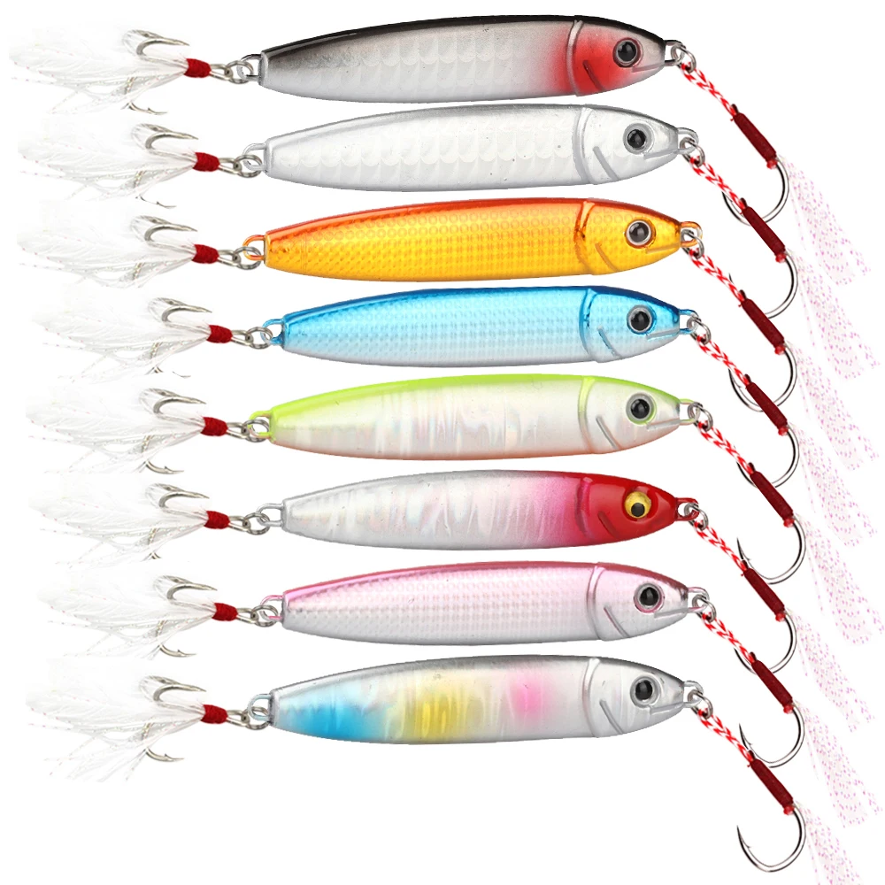 8Pcs New Micro Metal Jig Spoon 10G 15G 20G30G Shore Casting Jigging  Fish Sea Bass Fishing Lure Artificial Bait Tackle