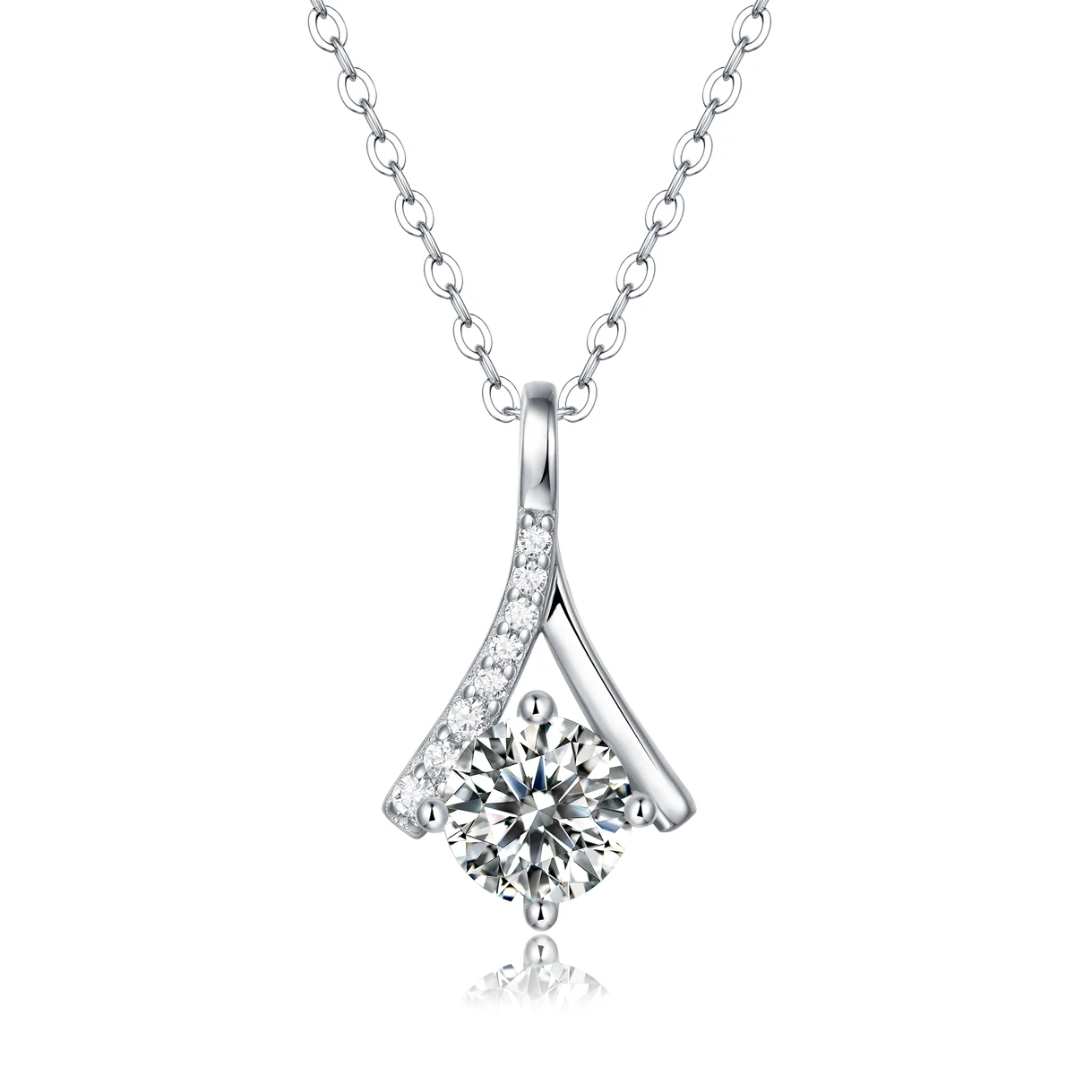 ROMANTIC Simple elegant moissanite S925 Silver plated 18k white gold Pendant Necklace