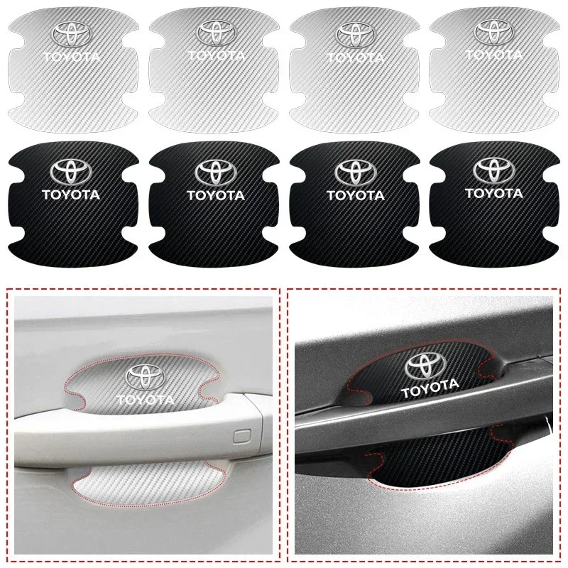 New Car Door Handle Protection Sticker Emblem Car decoration For Toyota Avalon Mirai Avensis Prado Hilux VVT-I 4WD Corolla E150