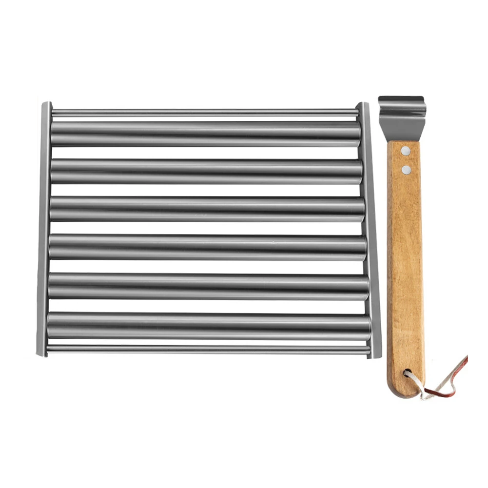 Removable Stainless Steel Sausage Rack BBQ Hot Dog Roller Grilling Tools Cooking Gift Sausage Roller Grill Rack Household Parts
