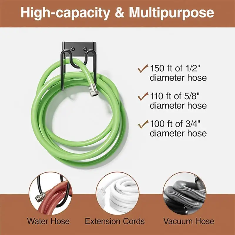 Wall Mount Garden Hose Hook Heavy Duty Hose Hook for 100/110/150 FT Water Hose Organizer Storage Holder Expandable Hose Reel