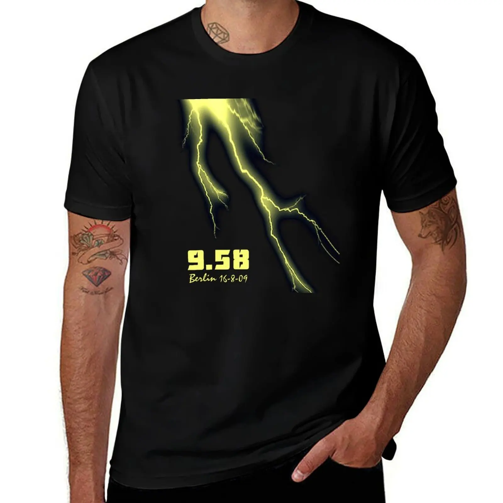 

tshirt t Record shirts 100metres Usain for man cotton with shirts prints T-Shirt Bolt's 100% World T-Shirt t anime