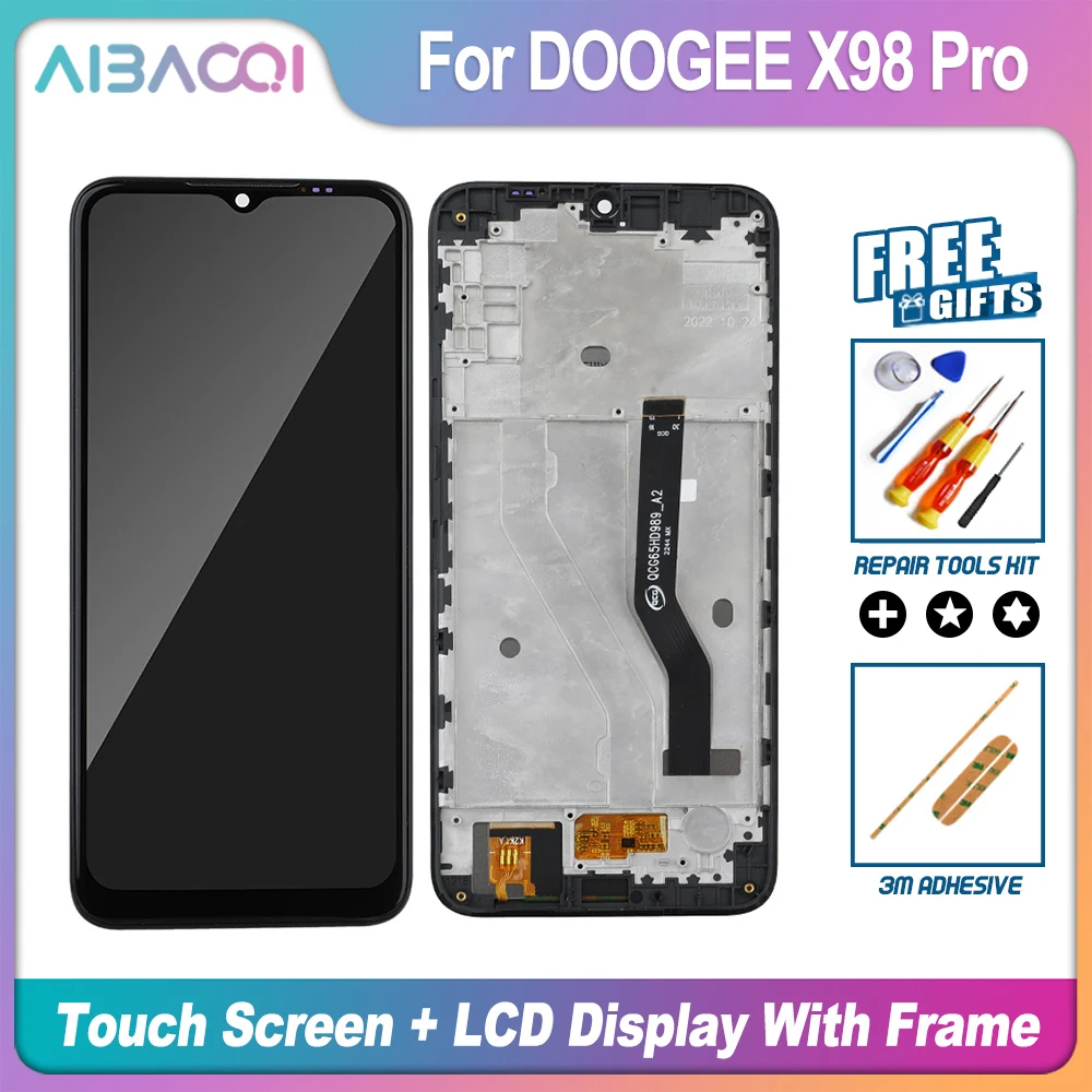 AiBaoQi Brand New 6.58 Inch Touch Screen + LCD Display With Frame Assembly Replacement For DOOGEE X98 X98 Pro N50 Phone