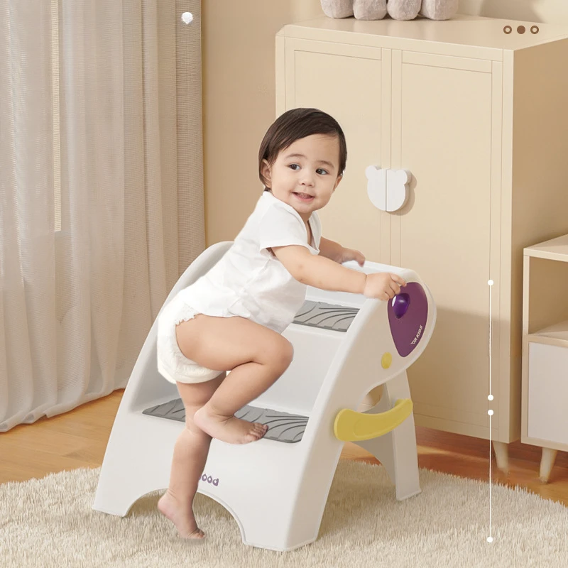 Taburete con escalón para niños, escalera estable para lavar las manos para bebés, taburete antideslizante para fregadero, taburete con almohadilla de baño para niños pequeños