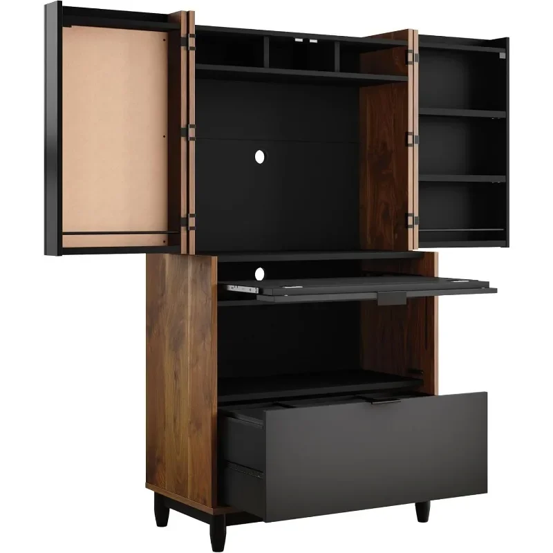 

Computer Cabinet with Storage, Large Walnut Finish