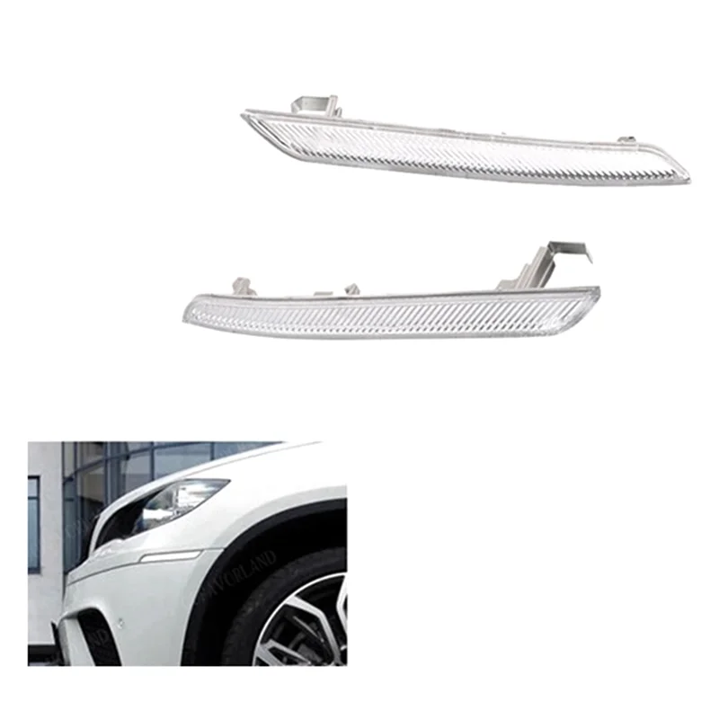 Classic Left Right 1 Pair Clear White Side Marker Reflector 63147187087 63147187088 for BMW X5 X6 E70 E71 2008- 2014