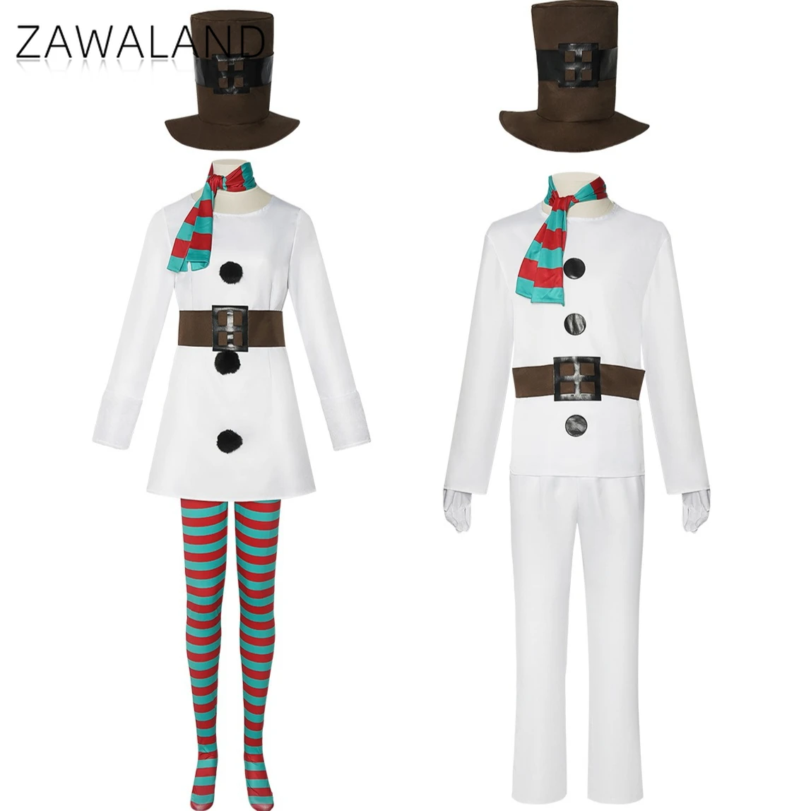 

White Snowman Cosplay Costume Christmas Man Woman Couple Full Set Clothes Festival Party Performance Dress Up Adult Stage Outfit