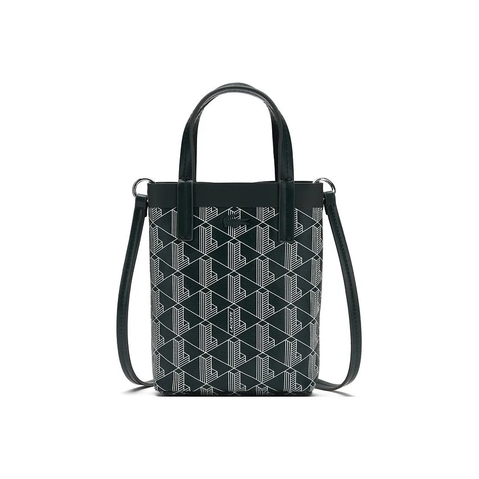 Bolsa de Mão LACOSTE em PVC, Bolsa de Ombro, Bolsa Transversal Extra Pequena Feminina Verde Escuro/Ecru