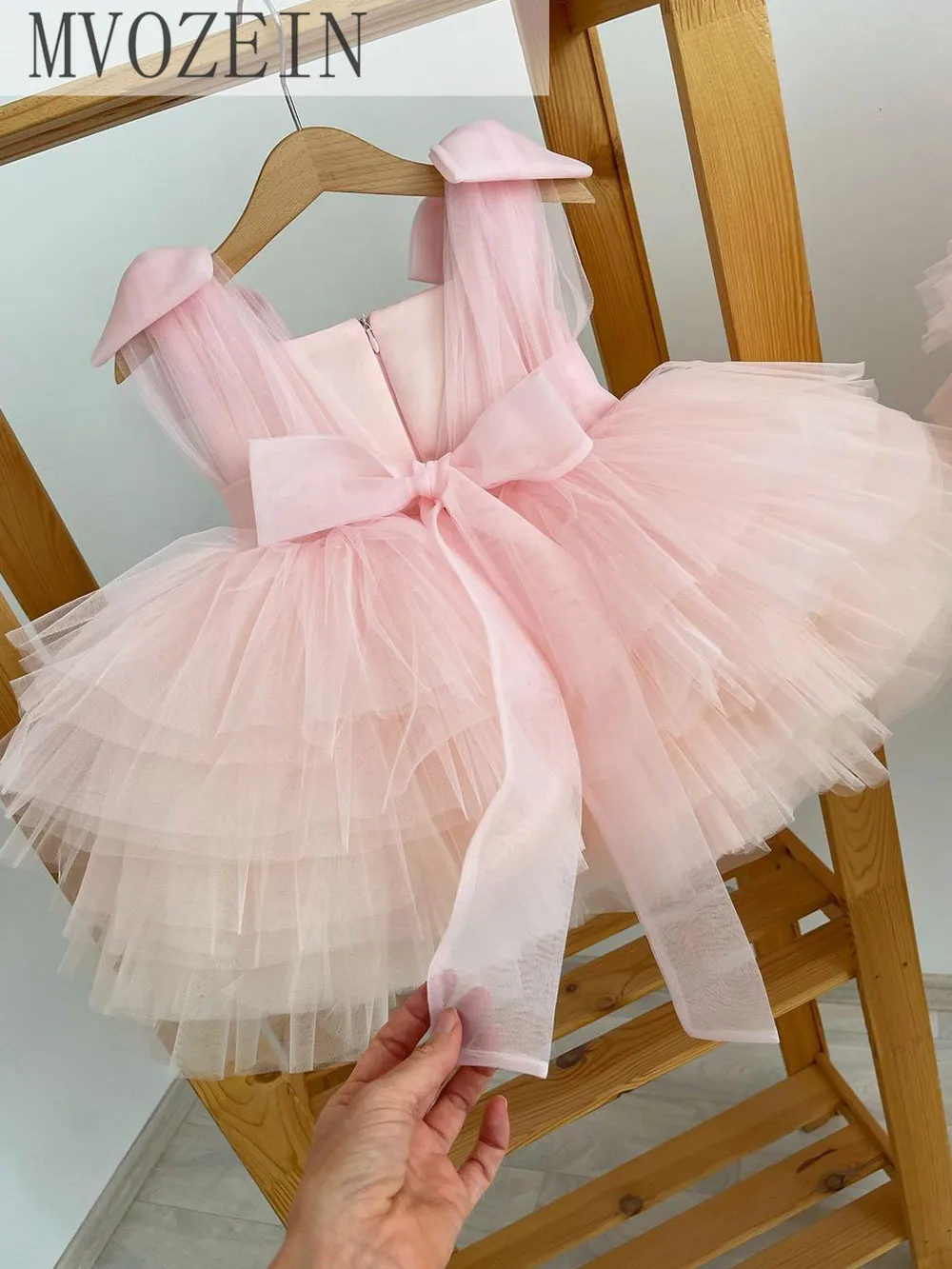 Mvozein สีชมพูชุดเดรสผู้หญิงลายดอกไม้ Puffy เจ้าหญิงงานแต่งงานชุดเดรสปาร์ตี้ First Communion Gown ชุดสำหรับหญิง-ดอกไม้