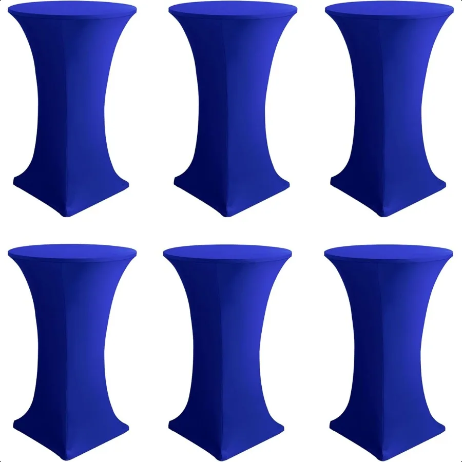 

Cocktail Table CoversSpandex Round High Top Table Cloths 6 Pack 32x43 InchRoyal Blue Stretch Fitted Bar Tall Tablecloth for Pub