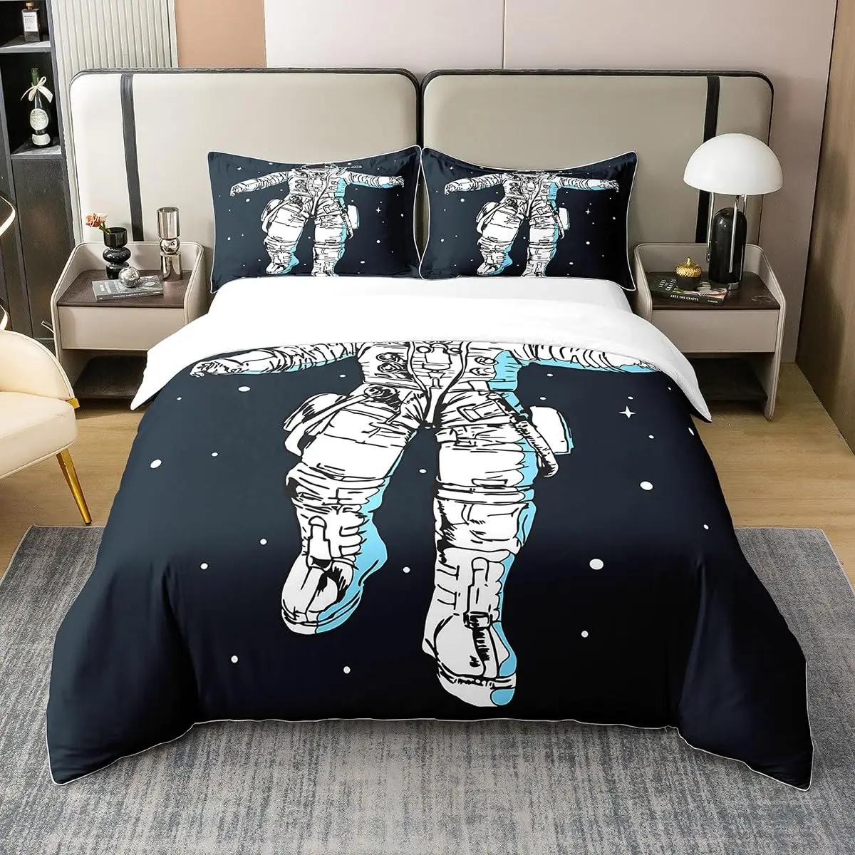 

Astronaut Comforter Set Full Size 3 Pieces for Teen Girls 3D Outer Space Bedding Comforter Set Ultra Soft Galaxy Room Decor 3pcs