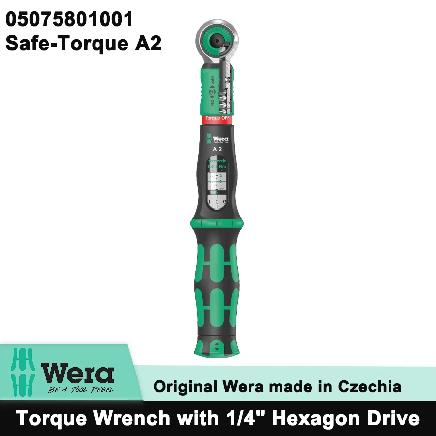 

WERA Torque Wrench with 1/4" Hexagon Drive High-Precision Adjustable Torque Can Be Used As a Standard Ratchet No.05075801001
