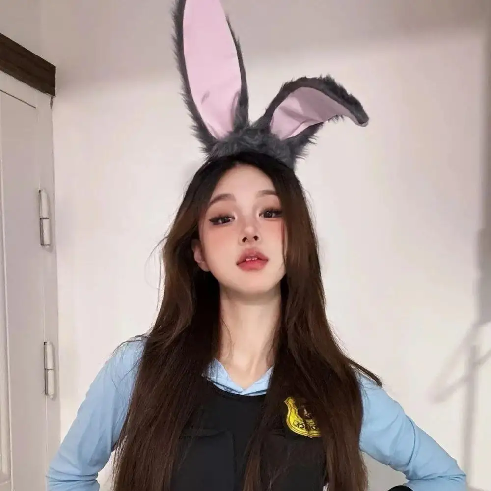 

Большая повязка на голову с длинными кроличьими ушками, плюшевая повязка на голову с заячьими ушками, повязка на голову эльфа, милый головной убор для косплея, уши животных, реквизит для фотосессии, аксессуары для волос
