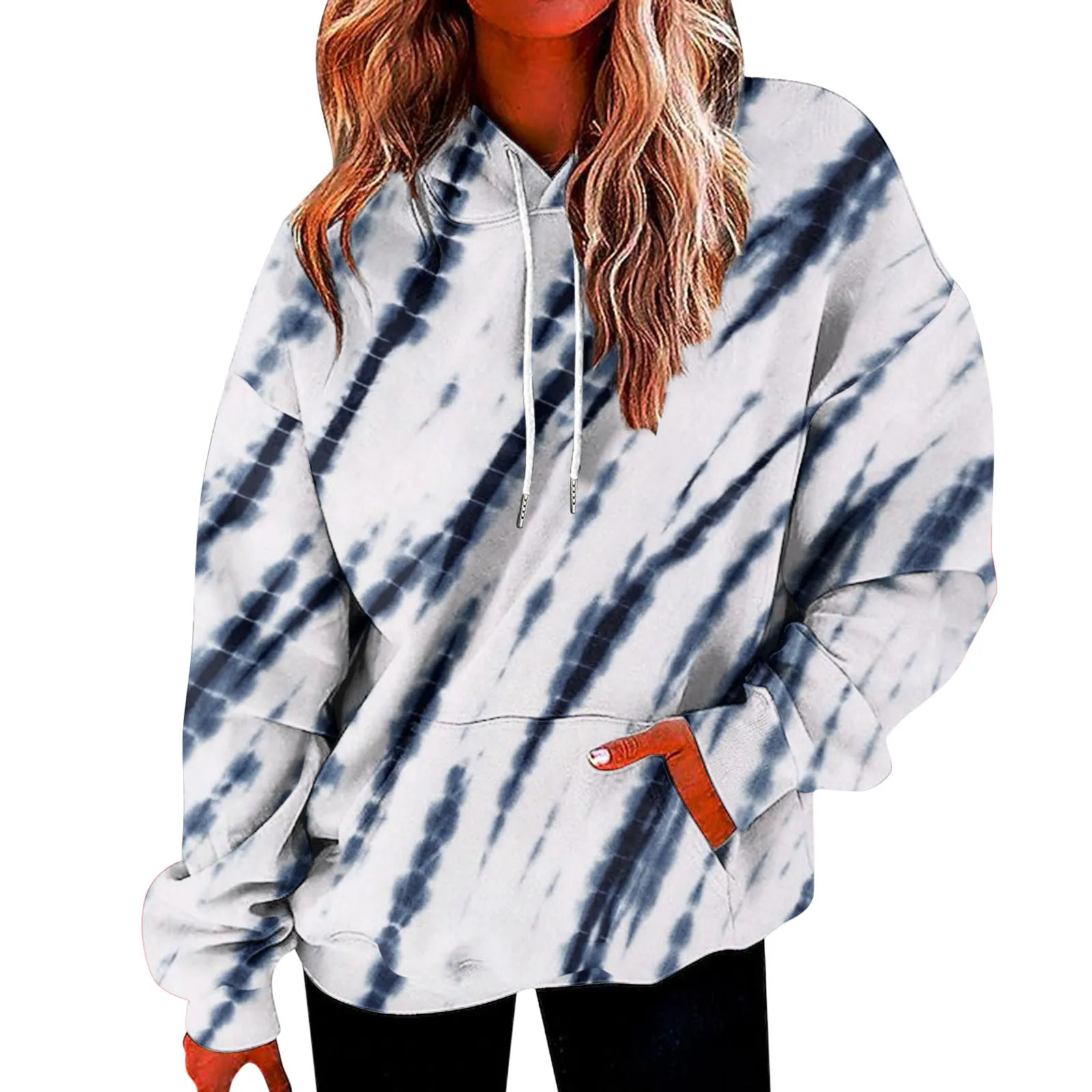 Top Streetwear Y2K Clothes Hoodie Beach Summer Tie Dye Print Sweatshirt Long Sleeve Hoodie Women Hooded Sweatshirts Oversized