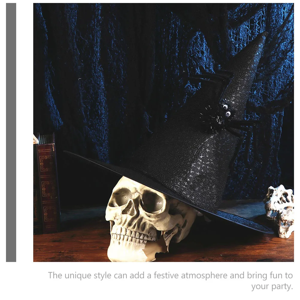 

6 шт., дизайн паука с широкими полями, вечерние костюмы для косплея, украшение для Хэллоуина, фестиваля, шляпа ведьмы, удобная тканевая шляпа ведьмы для