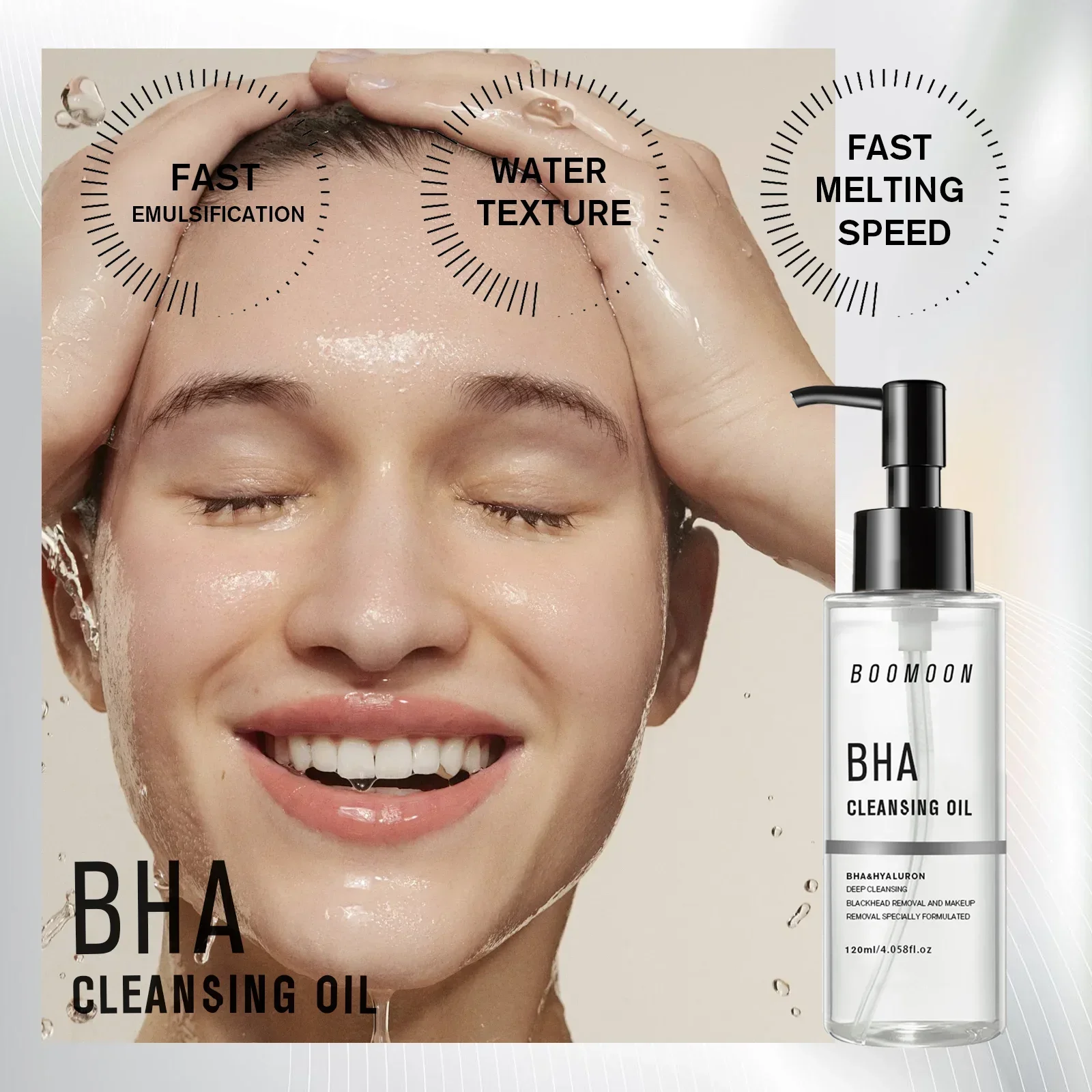 BOOMOON 120ml huile démaquillante à l'acide salicylique nettoyant pour points noirs et maquillage nettoyage en profondeur doux sans Irritation