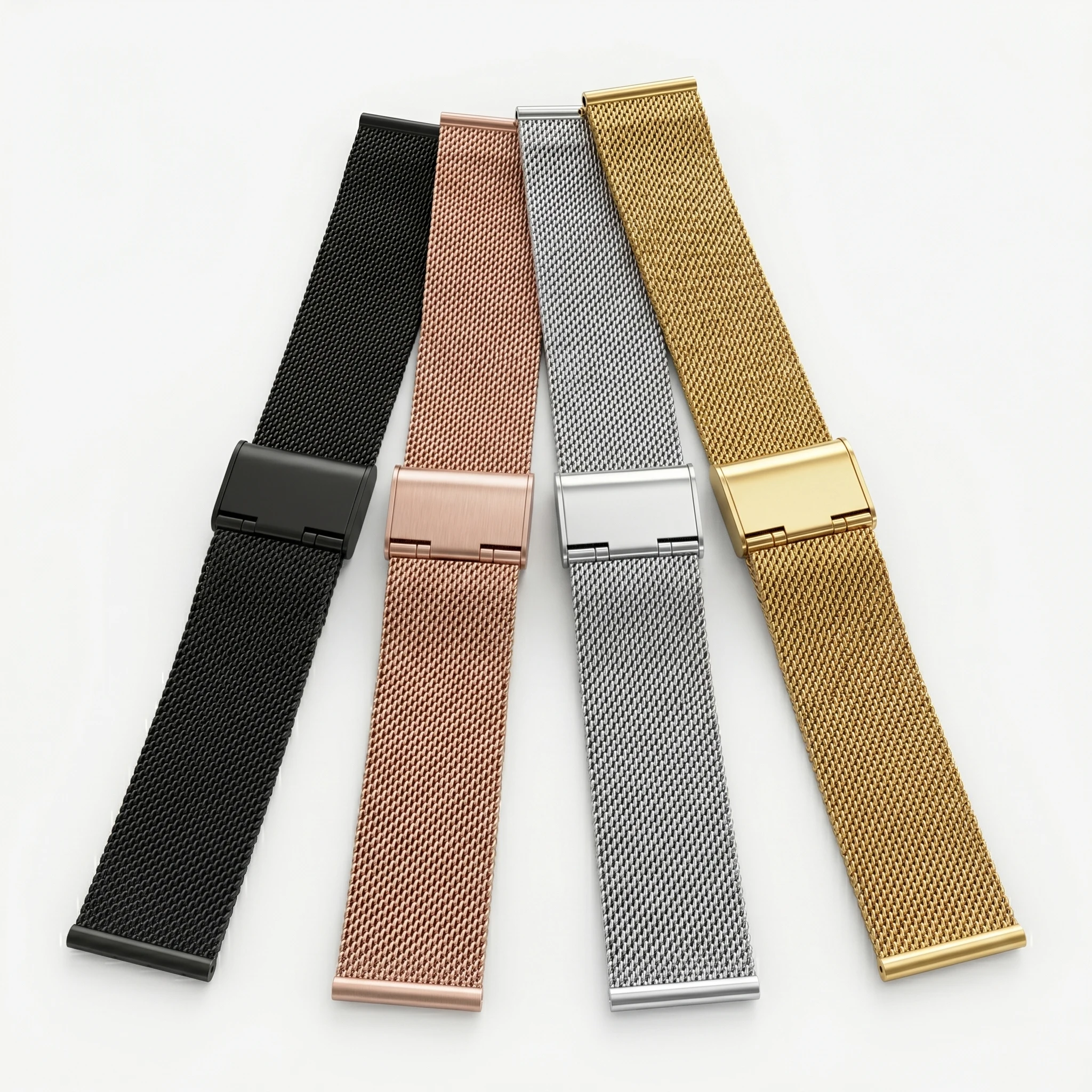 Universelles Milanese-Mesh-Uhrenarmband, 16, 18, 20, 22, 24 mm, schwarzes Edelstahlarmband, kompatibel mit Samsung Huawei Smartwatches