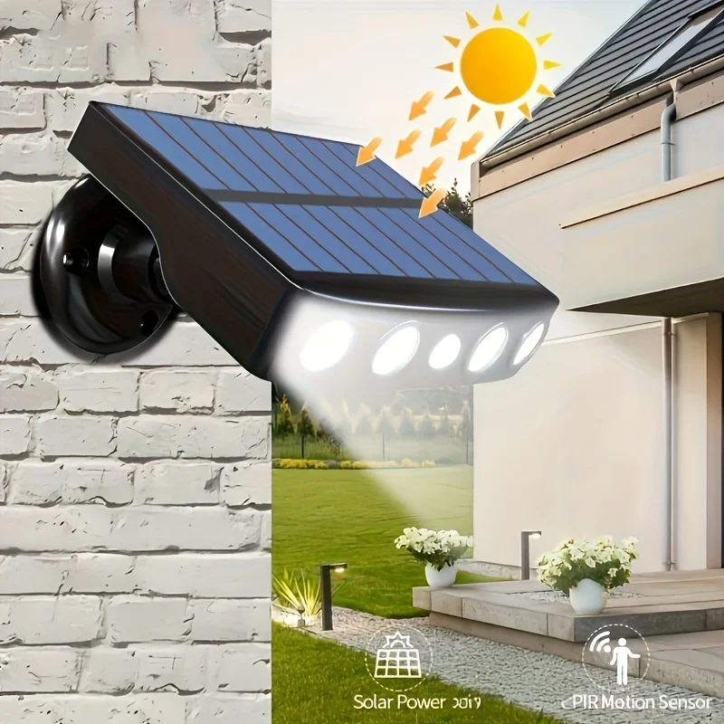 2PC Solar Outdoor Light Motion Sensor Flood Lights Camera Design 4 Big LED Beads IP65 Waterproof for Wall Farm Chicken Coop Lamp