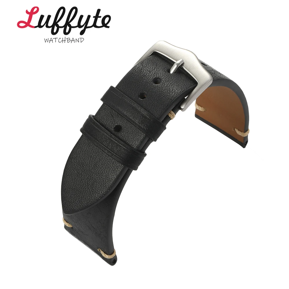 Herren-Uhrenarmband aus mattem Kalbsleder mit Edelstahlschnalle, 20 mm, 22 mm, lässiges Retro-Ersatzarmband aus echtem Leder