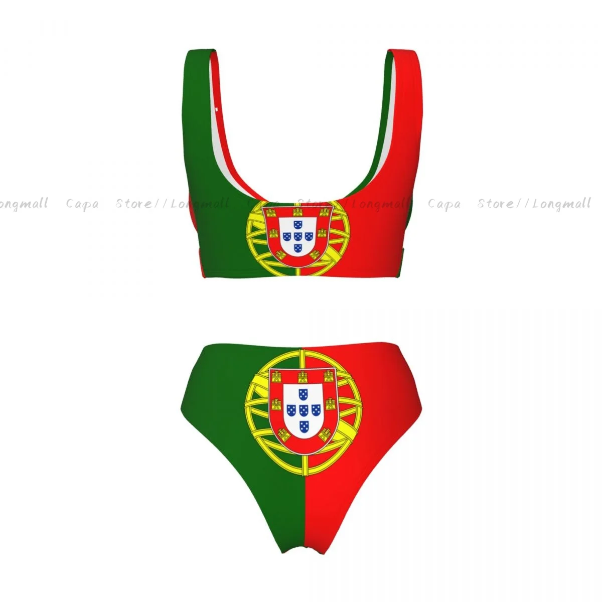 Summer Women V Neck Bikini Set Flag Of Portugal Swimwear Female 2 Piece Beach Swimsuit Bathing Suit