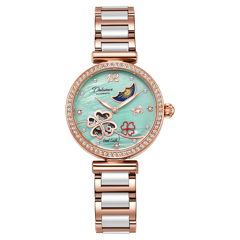 Flower Rotation Elegant Automatic Mechanical Ladies Wristwatces Watch for Women Luxury Waterproof Ceramics Watches