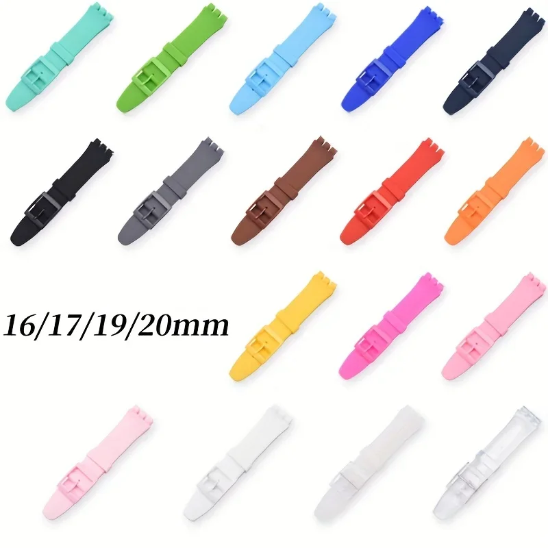 Watch Band for Swatch Strap Silicone Watch Band 17mm 19mm 20mm Rubber Strap16MM Waterproof Sports Bracelet Watch Accessories