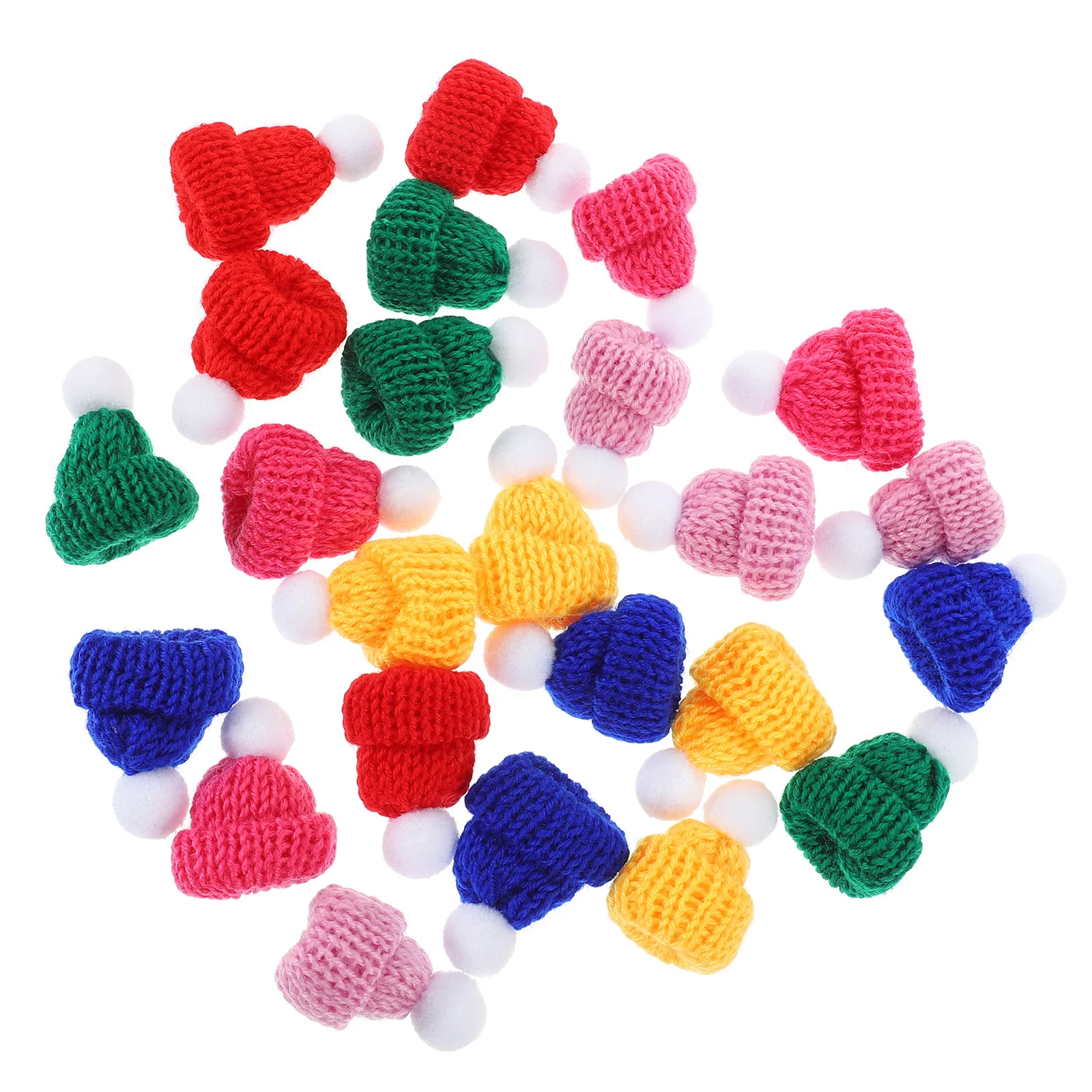 24 pezzi mini cappelli natalizi per maglieria filato di lana morbida piccoli tappi lavorati a maglia per ornamenti artigianali fai da te decorazione dell'albero di Natale bottiglia di vino