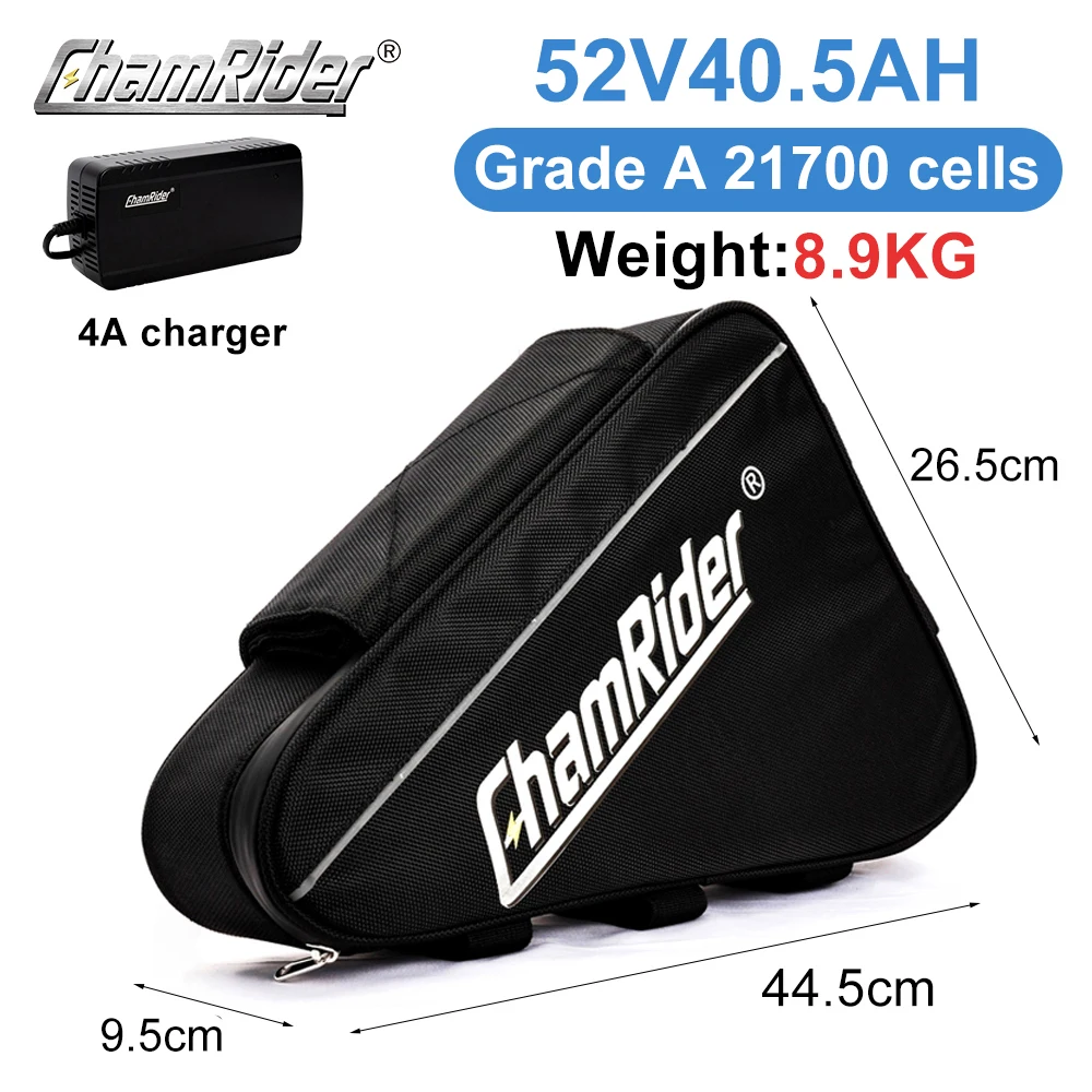 ChamRider 48V48AH Batterij 52V 40.5AH Ebike Pack 2000W 21700 Driehoekige Grote Capaciteit BMS 50A Superkrachtige LG Grade A Cellen