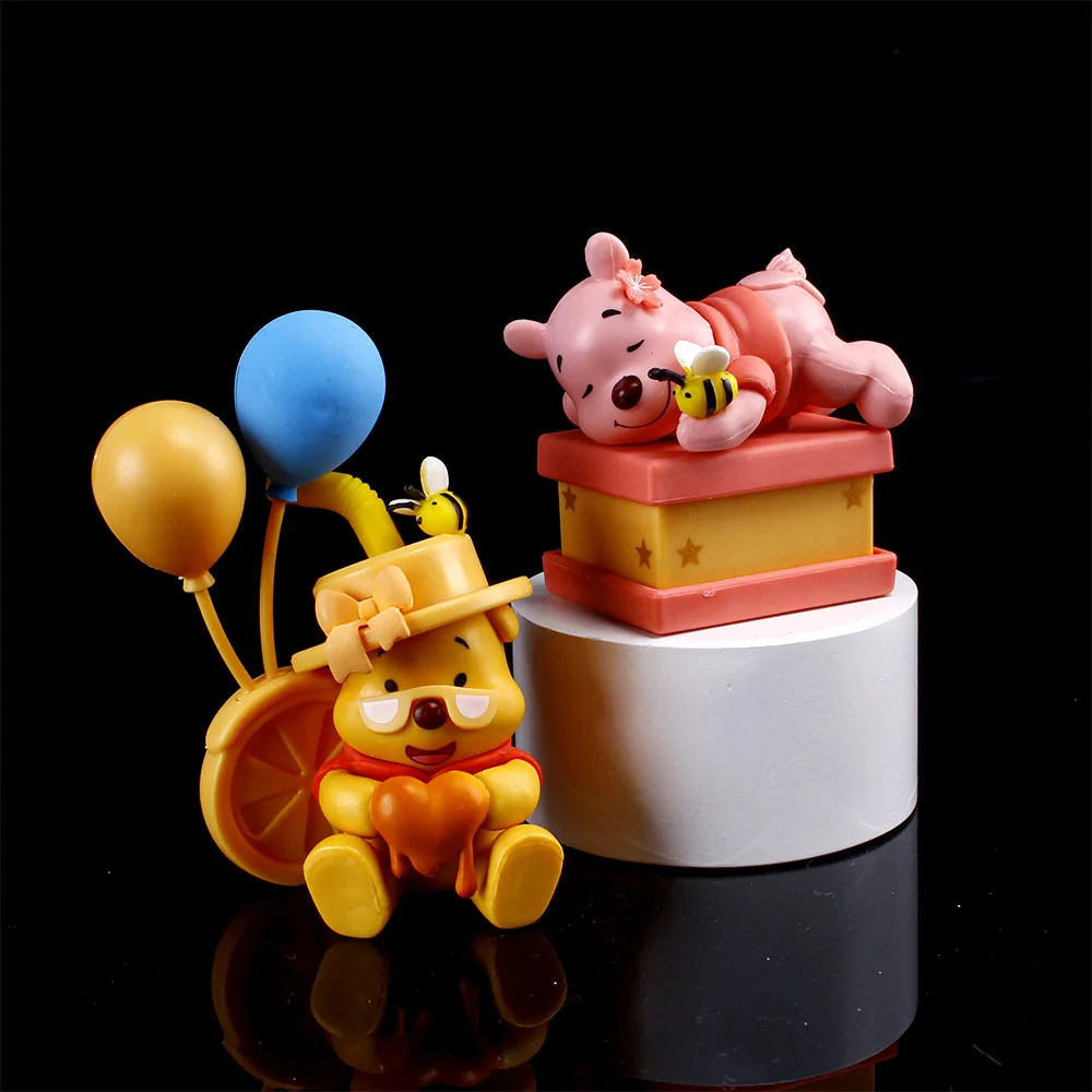 6 Pcs/Set Cute Winnie The Pooh Pooh Bear Piglet Eeyore Honey Bee Collection Anime Pvc Model Desktop Cake Ornament Kids Toys Gift