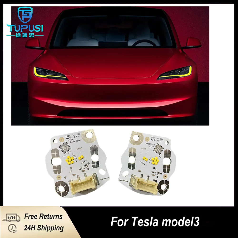 Refit Daylight Yellow Blue Red For Tesla Model 3 2023-2024 Led DRL Boards CSL Daytime Running Light Angel Eyes
