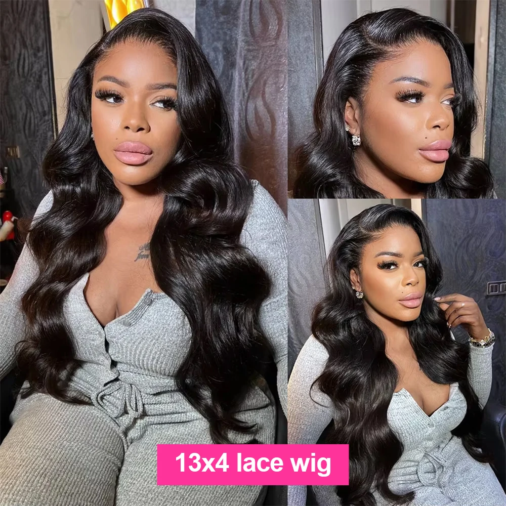 250% Body Wave 13x4 HD Transparent Lace Frontal Human Hair Wigs 30 34 Inches Water Wave Human Hair Pre Plucked For Women