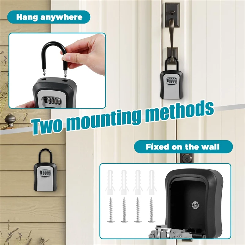 ABBK-Magnetic Key Box For Under Car, 4 Digit Combination Code Magnetic Key Storage Holder, Magnet Key Lock Case For Hide Key