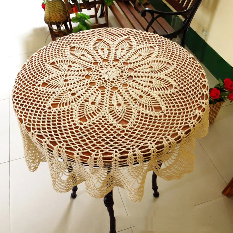 

NEW round cotton handmade flower crochet Table cloth tablecloth Christmas kitchen wedding Party Table decoration and accessories