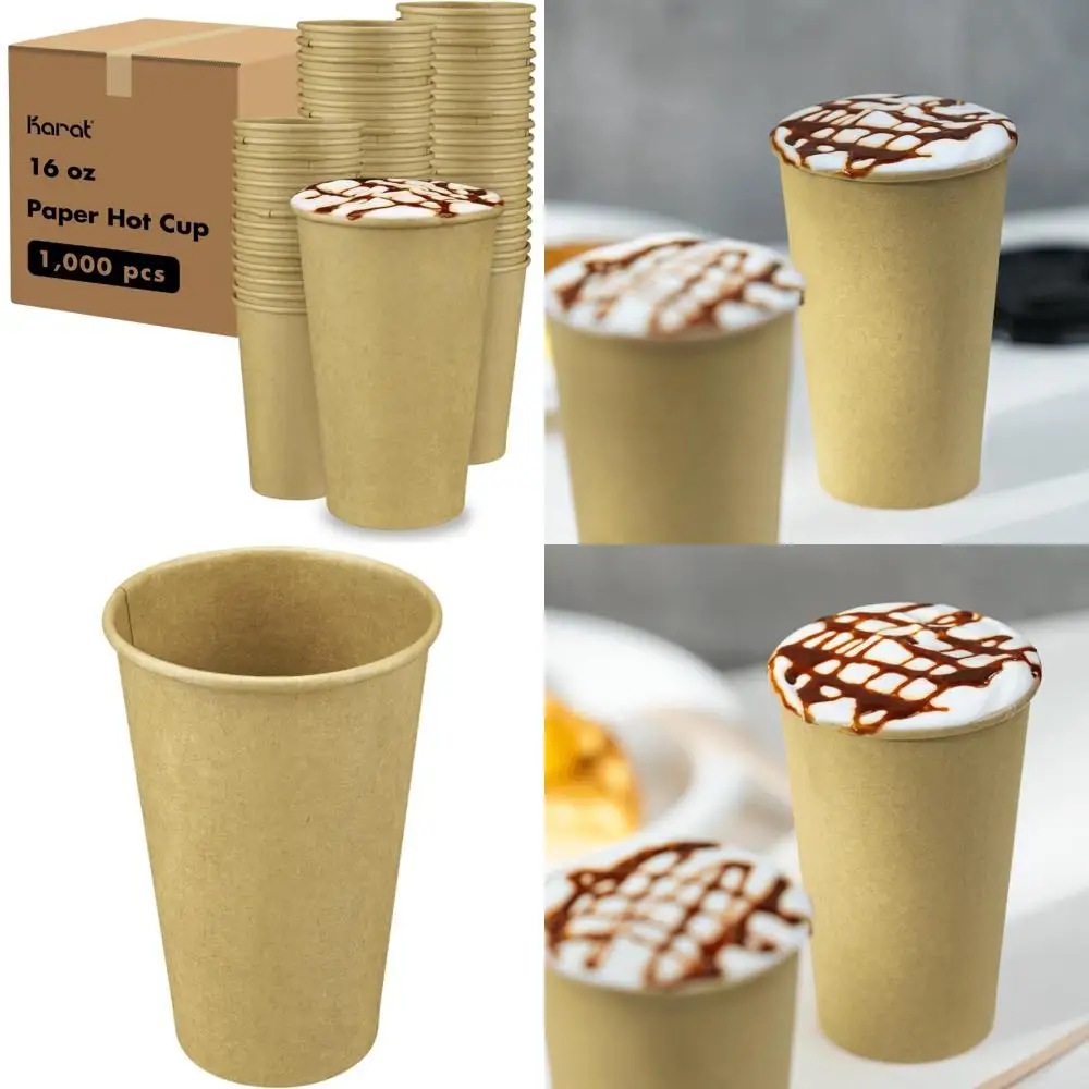 

Disposable Kraft Paper Coffee Cups, Leak-Resistant Double Poly-Lined, 1000 Count, Ideal for Cafes and Offices