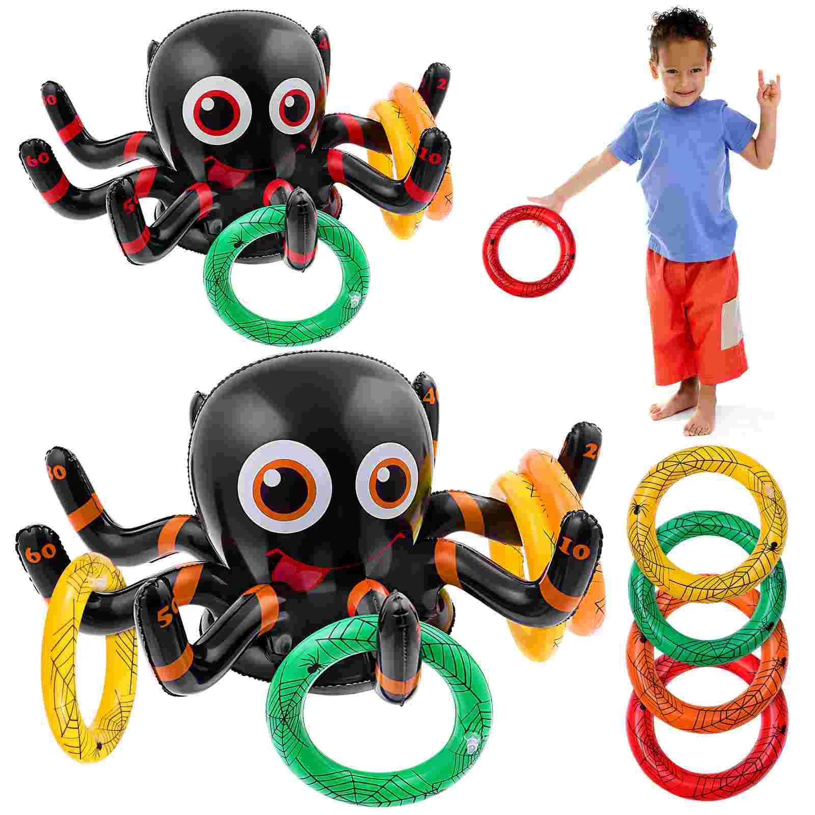 Inflatable Ring Spider Toss Game Halloween Games for Kids Party Favors Supplies Toys