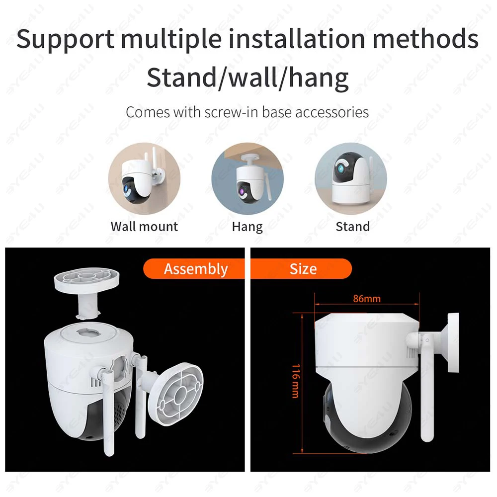 Telecamera Wi-Fi Tuya 2K da 4 MP, Telecamera IP PTZ wireless 2.4G / 5G per esterni, Monitoraggio automatico della protezione della sicurezza,