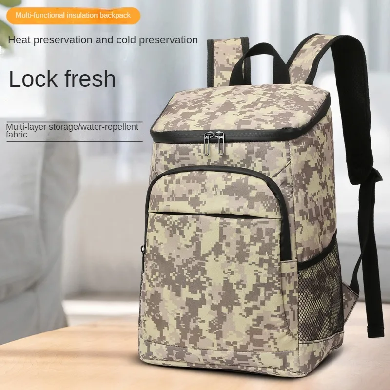 

20L Camouflage Insulated Backpack Outdoor Picnic Beer Cooler Bag Waterproof Portable Beer Bag Lock Fresh Insulated Lunch Bag