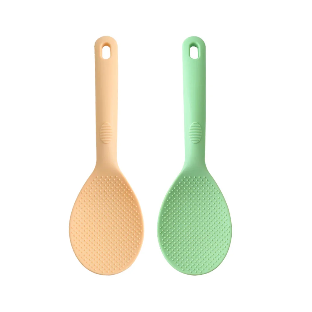 2 Pcs Silicone Rice Spoon Pot to Make Kitchen Scoop for Portable Gadget Silica Gel Scooper Wear-resistant Spatula