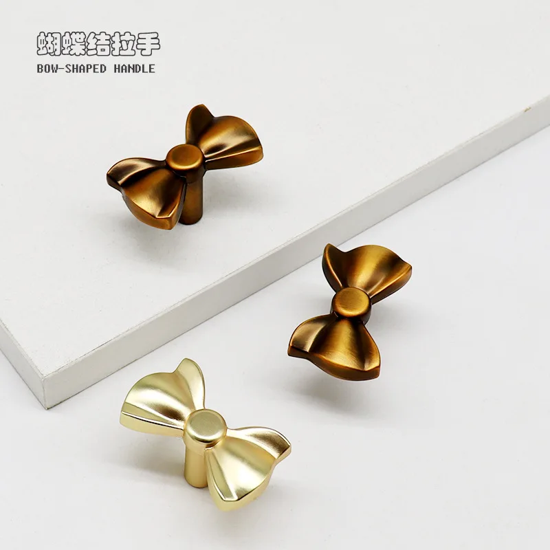 OK3-French Bow Cabinet Pulls Handle Children's Room Cartoon Wardrobe Door Cabinet Golden Drawer Knob Furniture Hardwar Handle