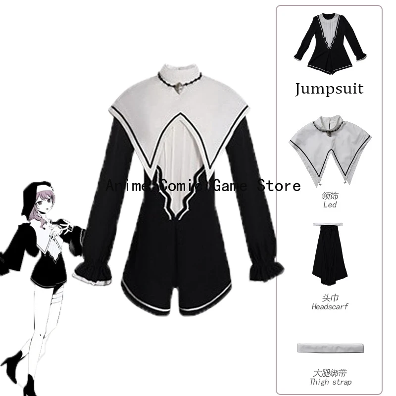 

В наличии XS-2XL Akiyama Mizuki Косплей Костюм монахини Аниме Проект Sekai Красочное сценическое платье для косплея Одежда на Хэллоуин для женщин
