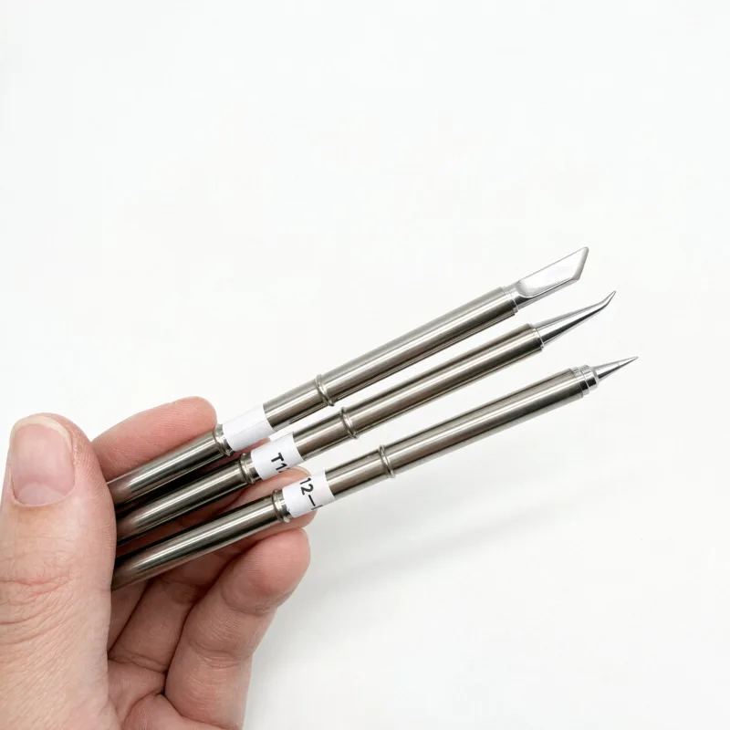 T12 Soldering Iron Tips Pack of 3 Knife  Bent  Conical Replacement Solder Tips with Ceramic Sleeve for T12 Soldering Station