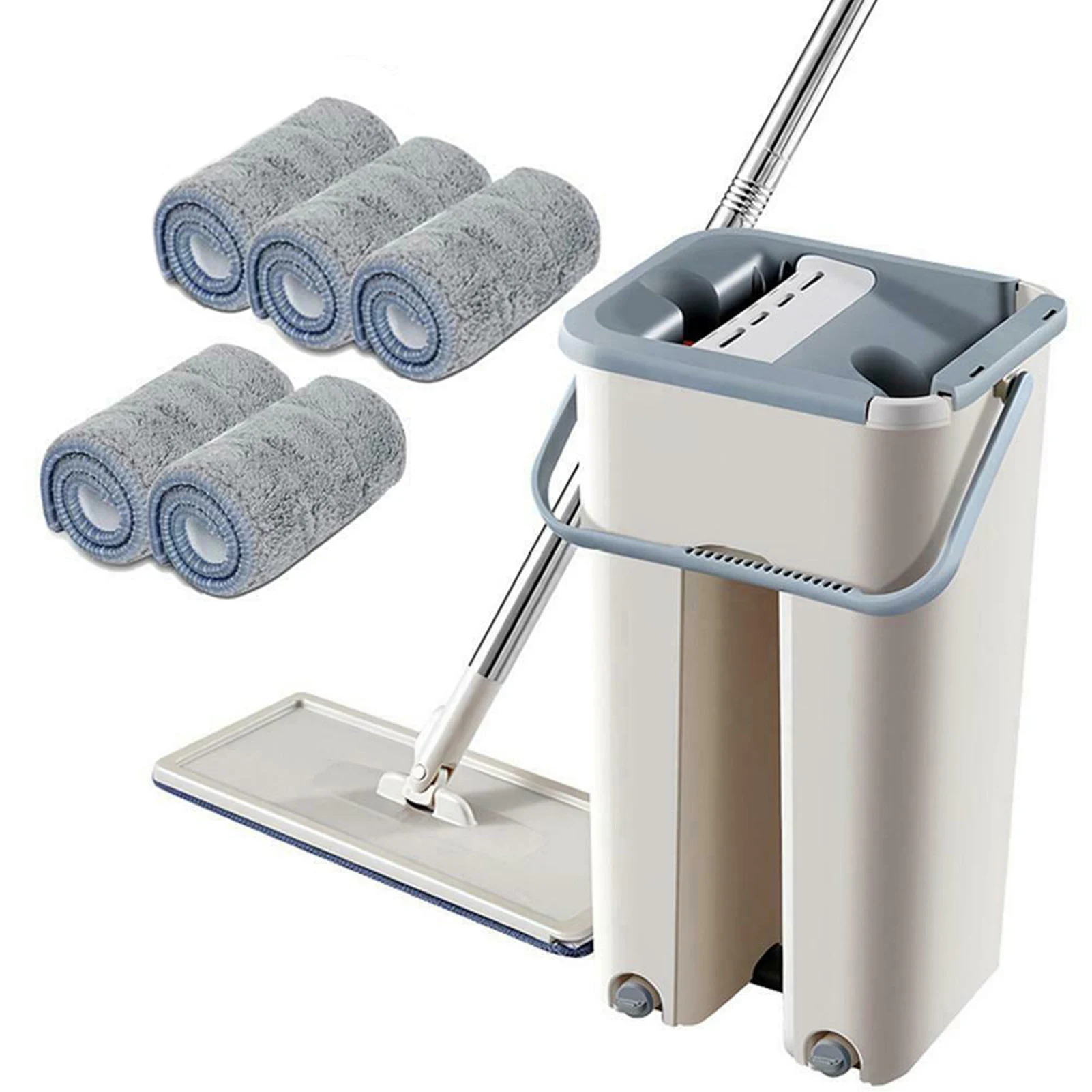 

Mop and Bucket with Wringer Set Flat Floor Mop and Bucket Home Floor Cleaning System for Hardwood Wood Laminate Tile Floors