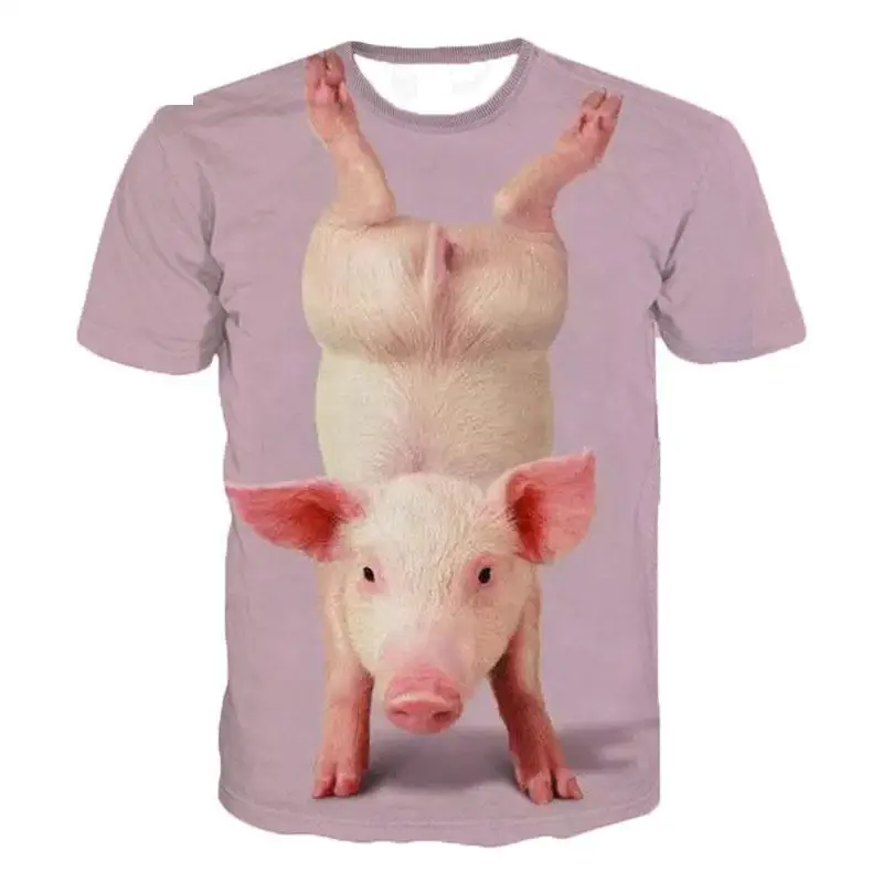 New Men\'s Ladies Kids Casual T-shirts Cute Animals Funny Pet Pig Print Fashion Street Style Breathable Light Summer Tops