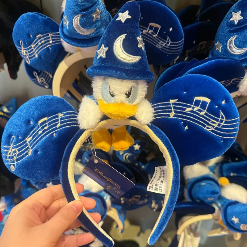 Disney Sorcerer Donald Duck Headband Blue Velvet Music Note Mickey Ears Hair Hoop Hong Kong Disneyland Exclusive Hair Accessory view 4