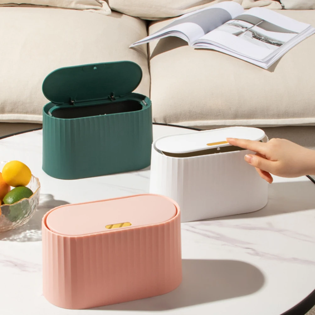 

Small Trash Can PP Material Lightweight Desktop Garbage Container Versatile Rubbish Bin for Bedroom Office Study Lid Isolate