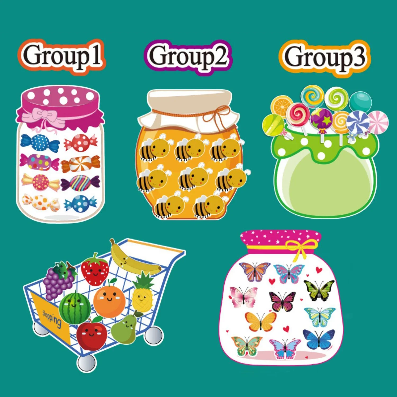 11pcs Set Rewritable New Candy Jar Magnetic Toy English Classroom Rewards Team Games Learning Educational Sticker Teaching Aids