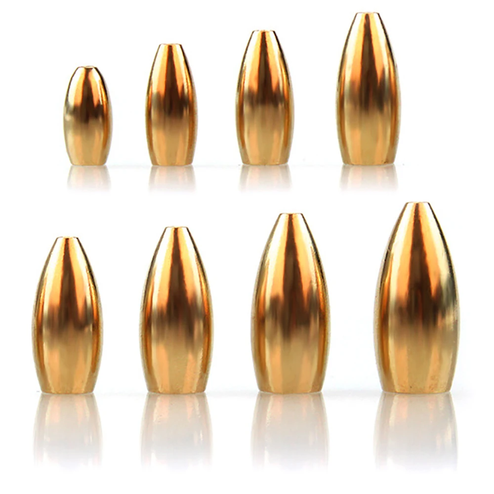 Fishing Weights Sinkers Bullet Brass Slip Sliding Sinker Weight for Texas and Carolina Rigs Bass Fishing