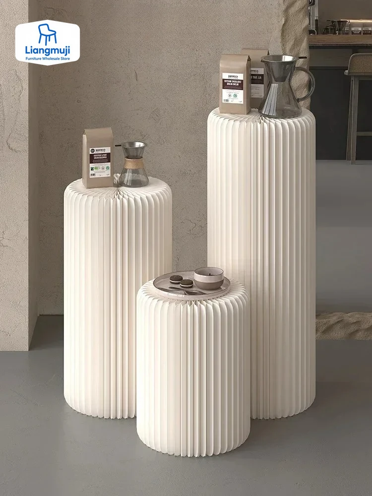 

Foldable Display Funiture Creative Cylinder Shelf Art Ornament Stand Commercial Display Table Wedding Decoration side table