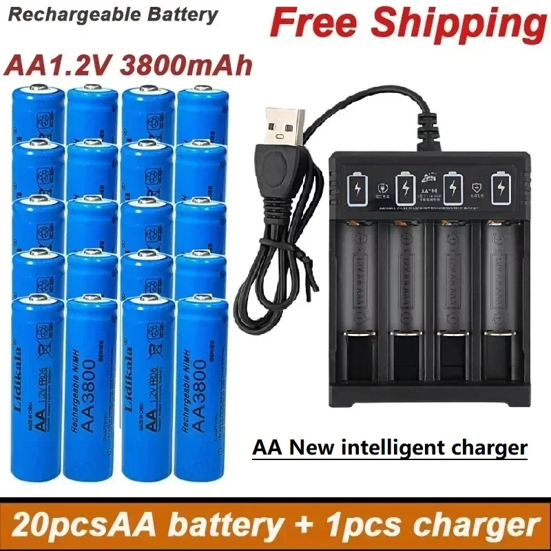 

Высококачественная аккумуляторная батарея 1,2 в, батарея AA3800NI-MH + USBcharger, щелочная технология, для пульта дистанционного управления, игрушек/компьютера